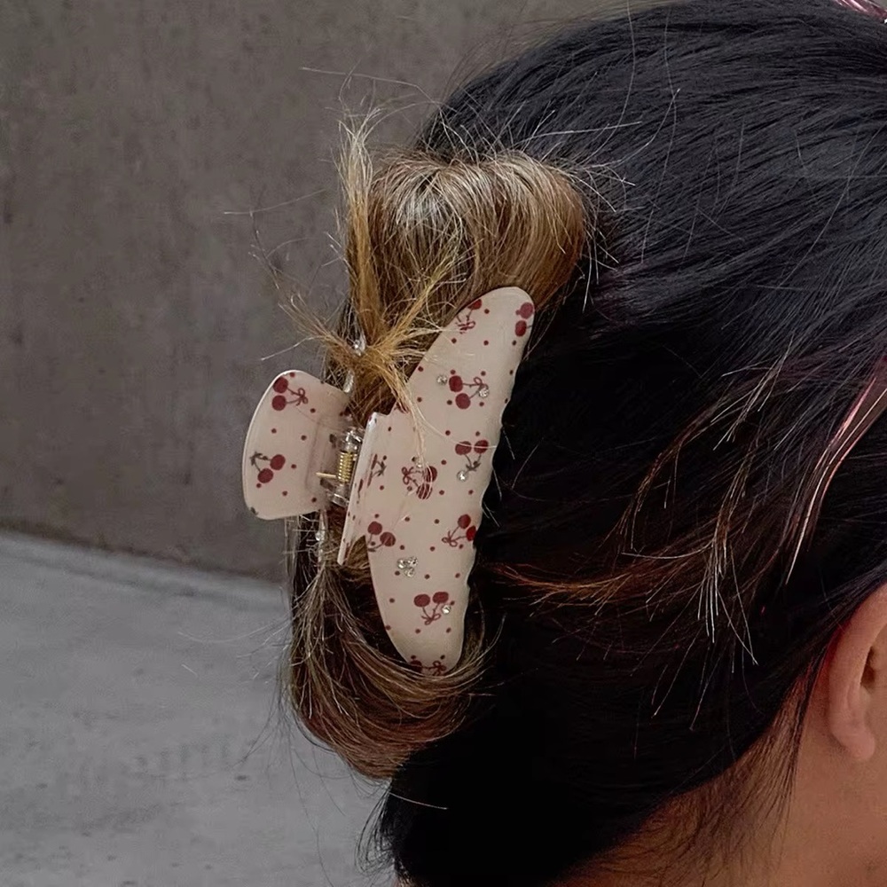 Glossy Brown Heart Or Cherry Bow Hair Clip